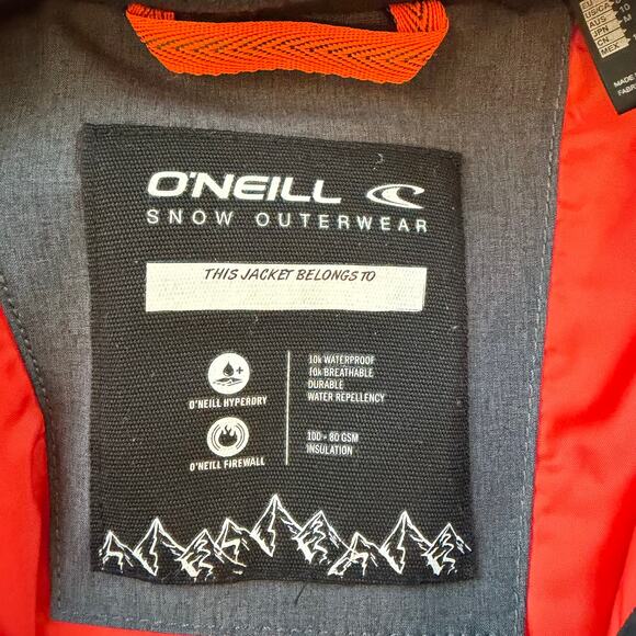 O'Neill Boys Size 8 Ski Snowboard Jacket Gray Insulated Hooded Winter Coat - Picture 3 of 9